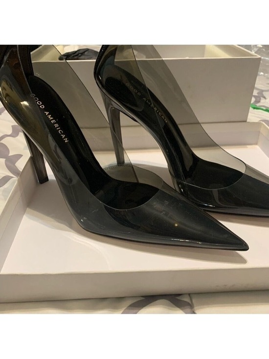 Good American Black Transparent Heels main image 2